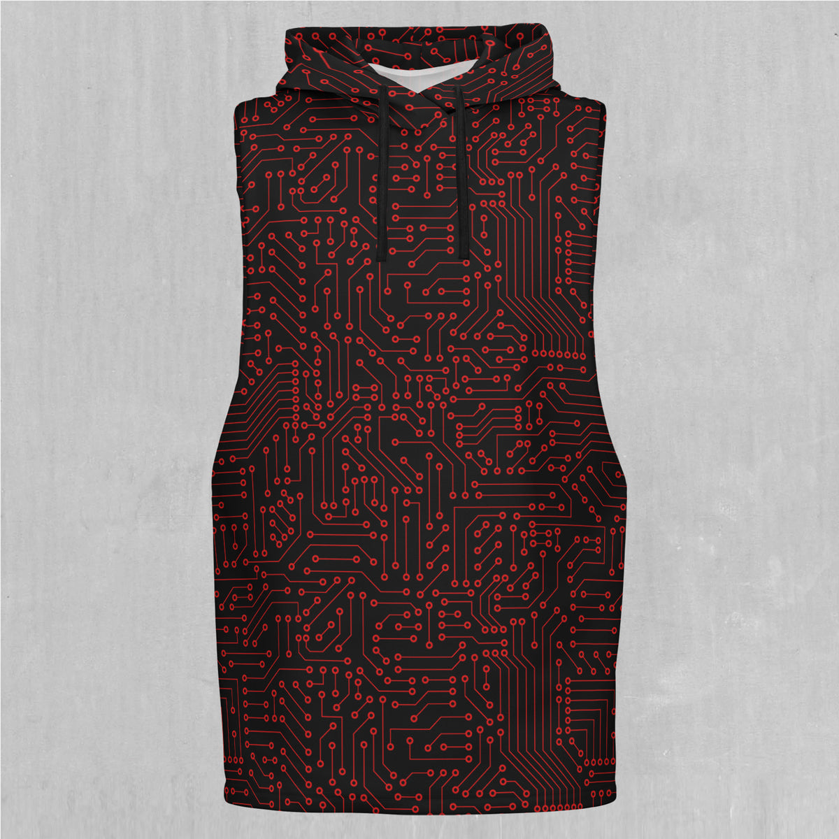 Red Cybernetic Sleeveless Hoodie
