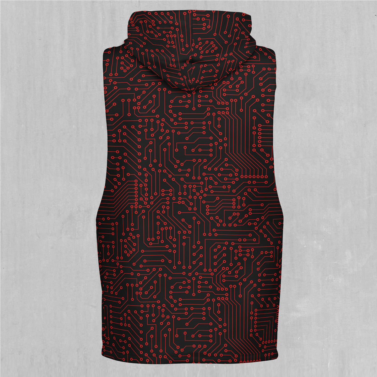 Red Cybernetic Sleeveless Hoodie