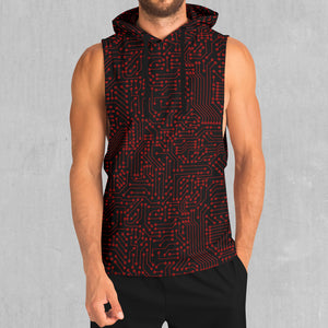 Red Cybernetic Sleeveless Hoodie