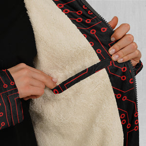 Red Cybernetic Zip Up Cloak (White Fur)