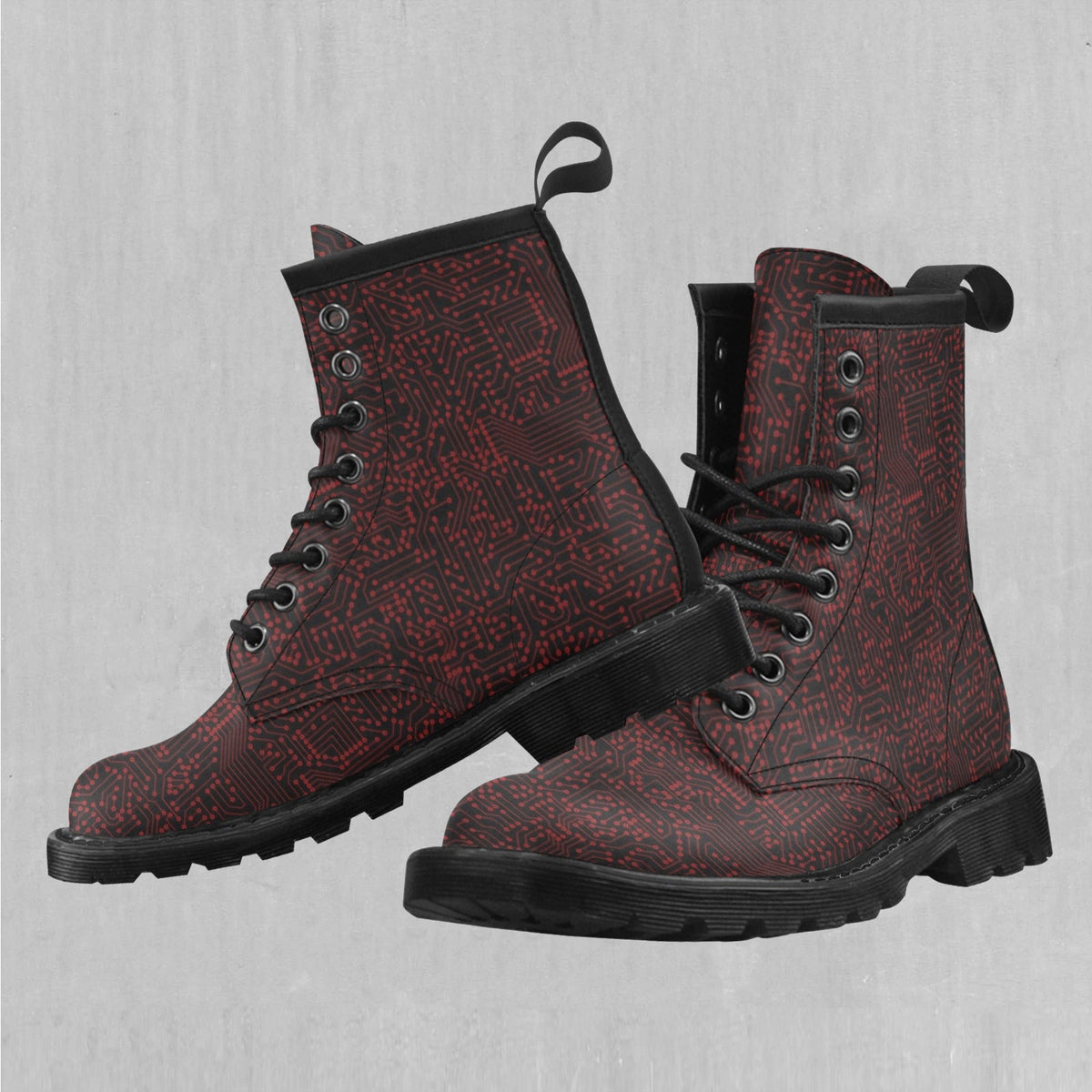 Red Cybernetic Women's Lace Up Boots