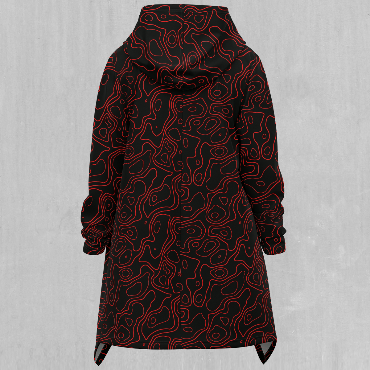 Red Topographic Longline Cloak