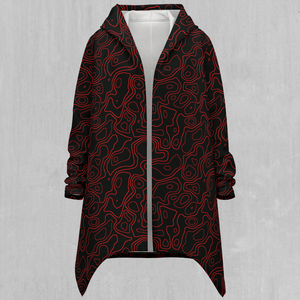 Red Topographic Longline Cloak