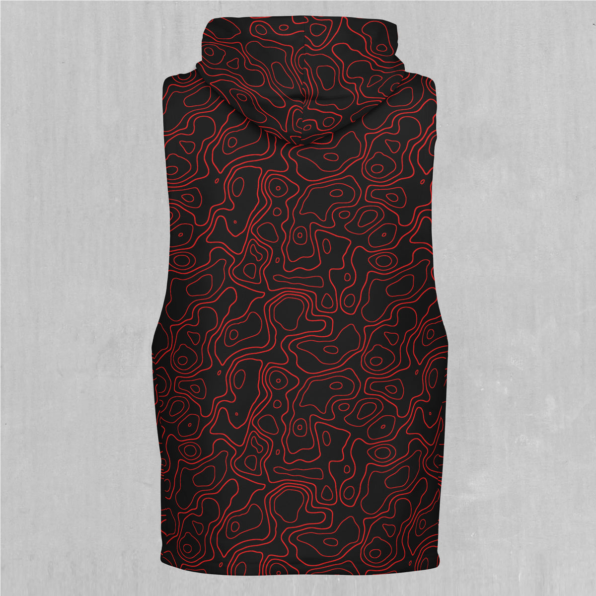 Red Topographic Sleeveless Hoodie
