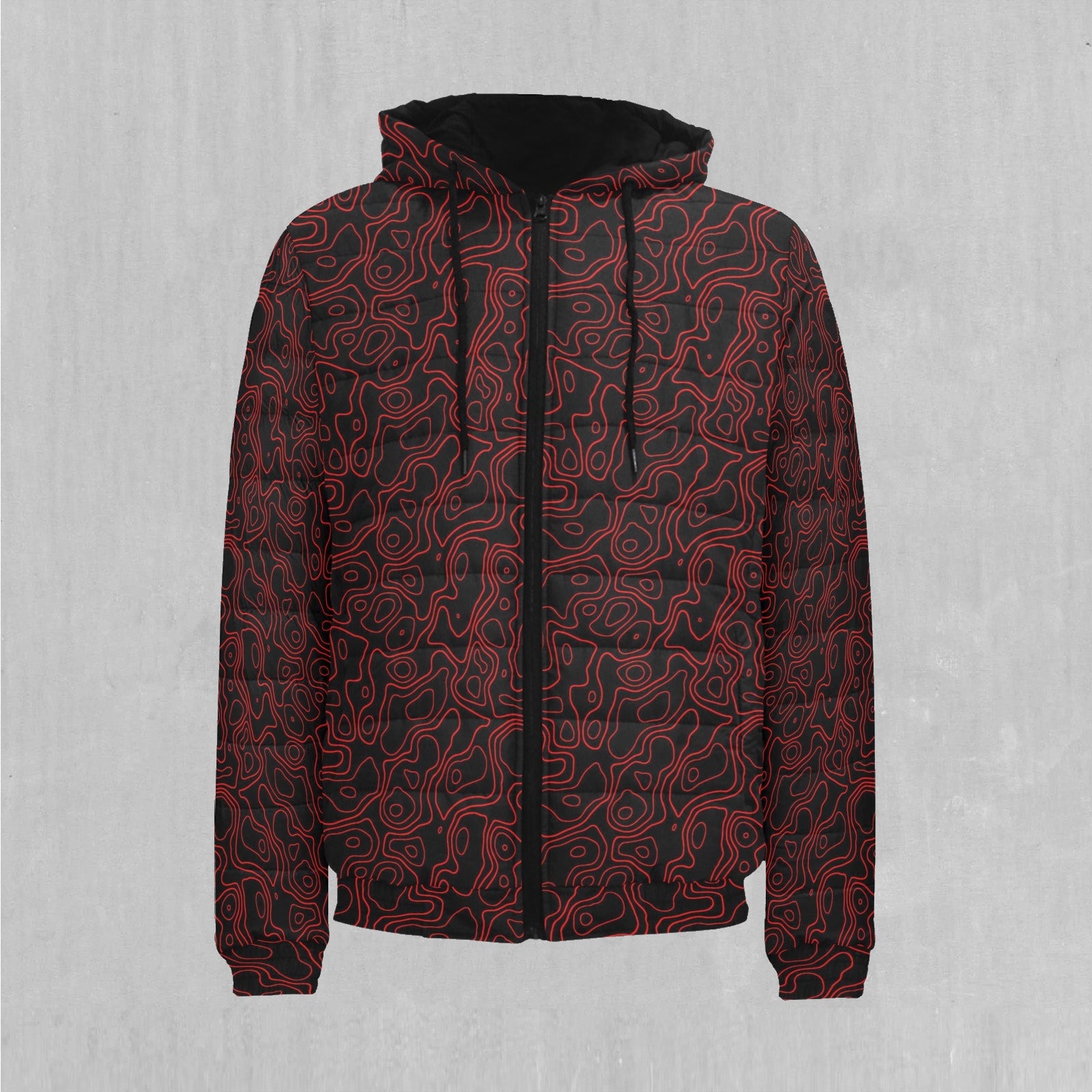 Red Topographic Puffer Jacket