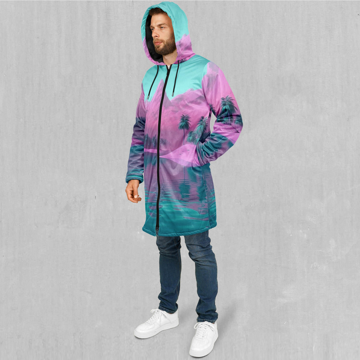 River of Bliss Zip Up Cloak (Black Fur)