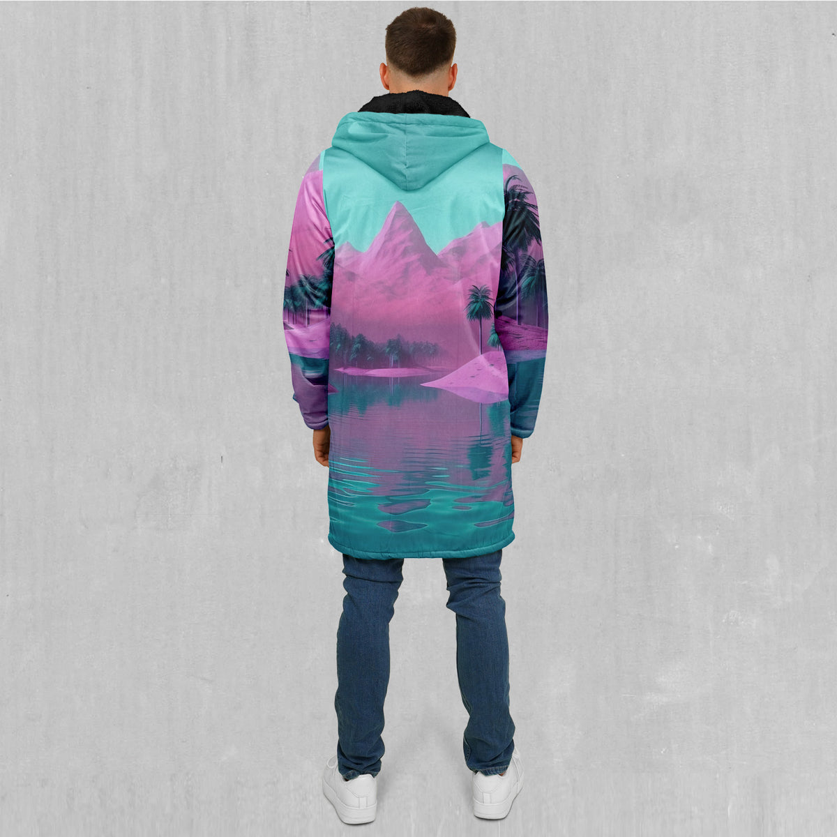 River of Bliss Zip Up Cloak (Black Fur)