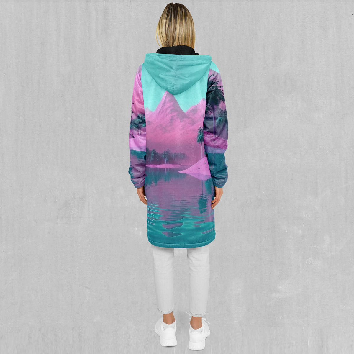 River of Bliss Zip Up Cloak (Black Fur)