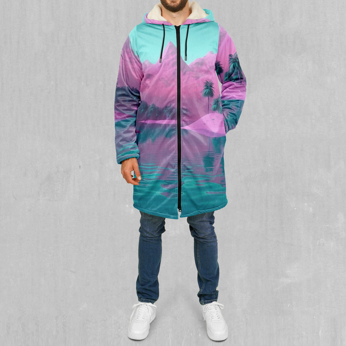 River of Bliss Zip Up Cloak (White Fur)