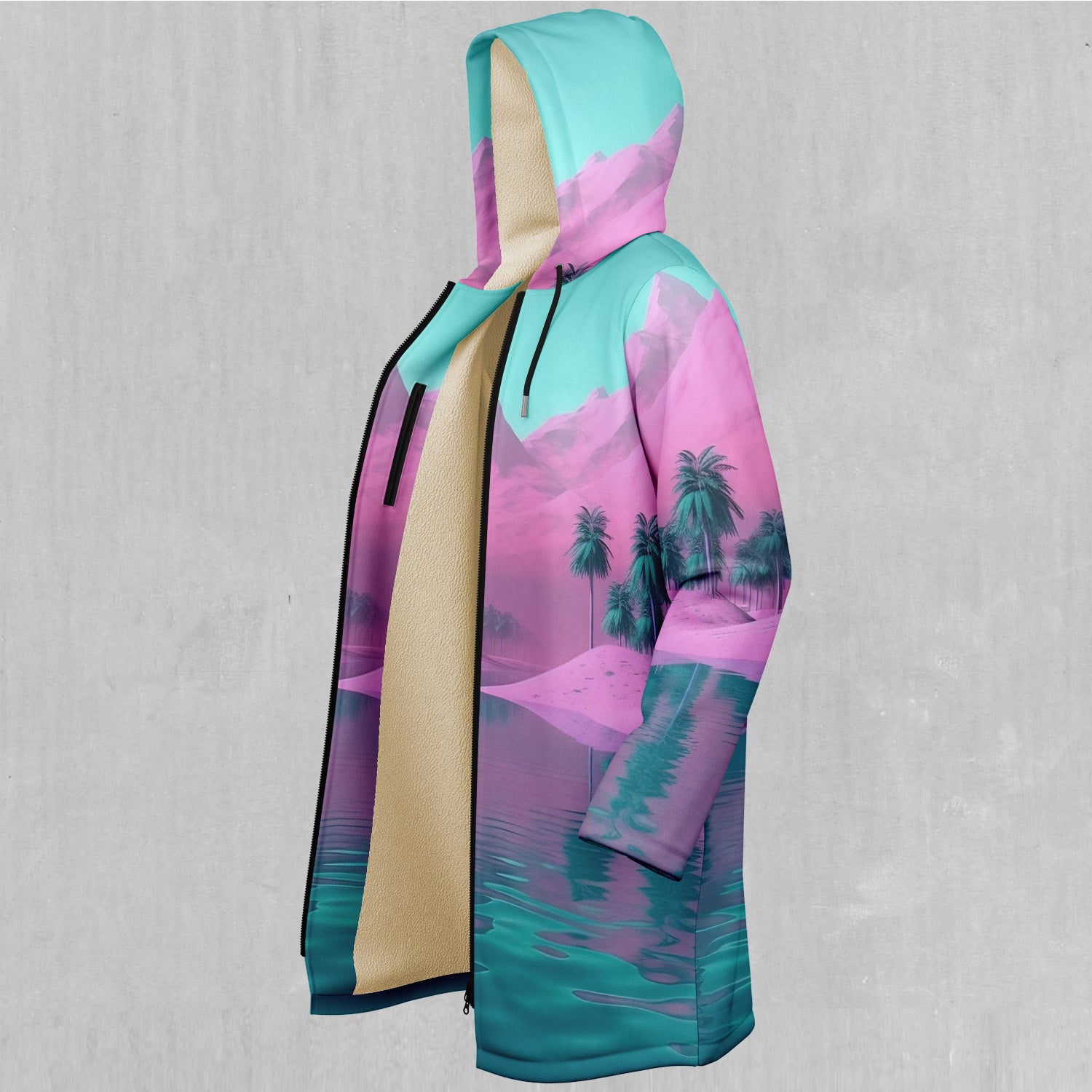 River of Bliss Zip Up Cloak (White Fur)