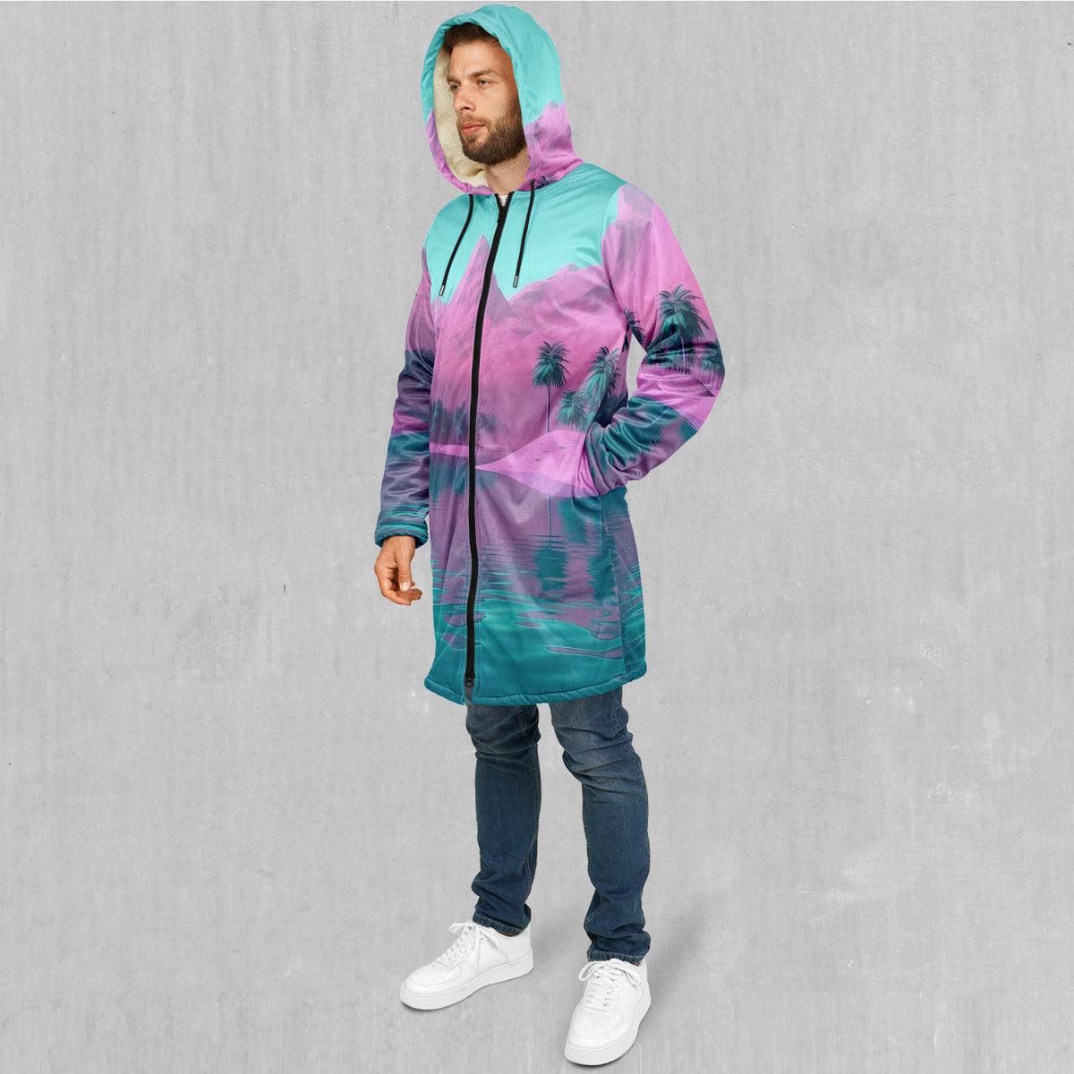 River of Bliss Zip Up Cloak (White Fur)