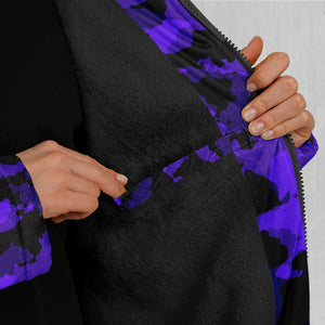 Royalty Purple Camo Zip Up Cloak (Black Fur)