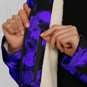 Royalty Purple Camo Zip Up Cloak (White Fur)