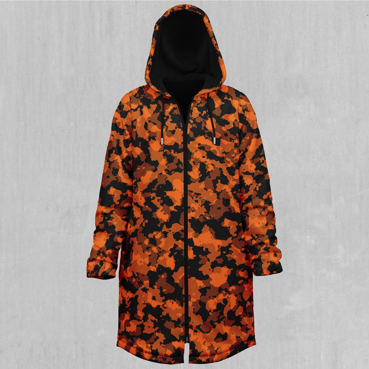 Savage Orange Camo Zip Up Cloak (Black Fur)