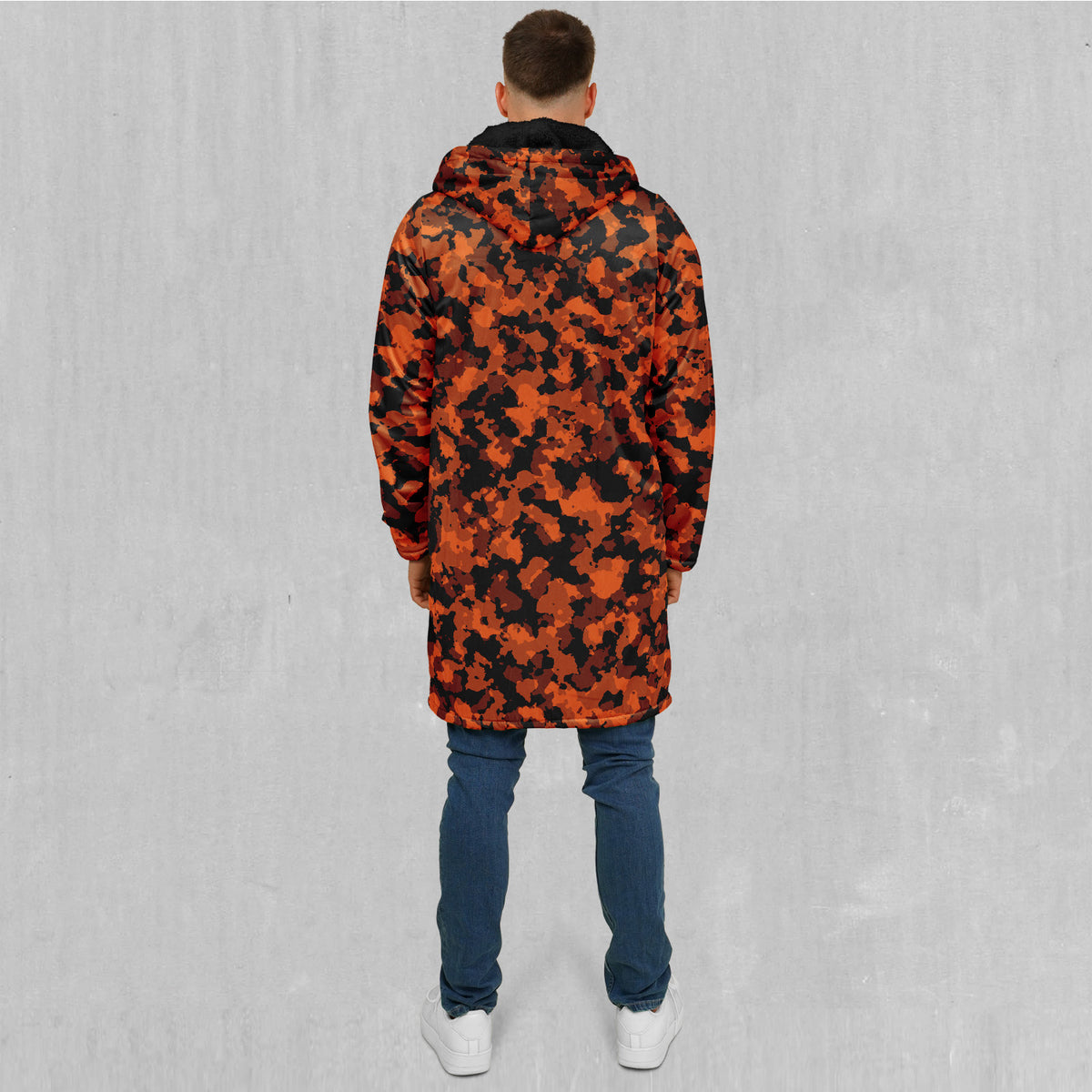 Savage Orange Camo Zip Up Cloak (Black Fur)