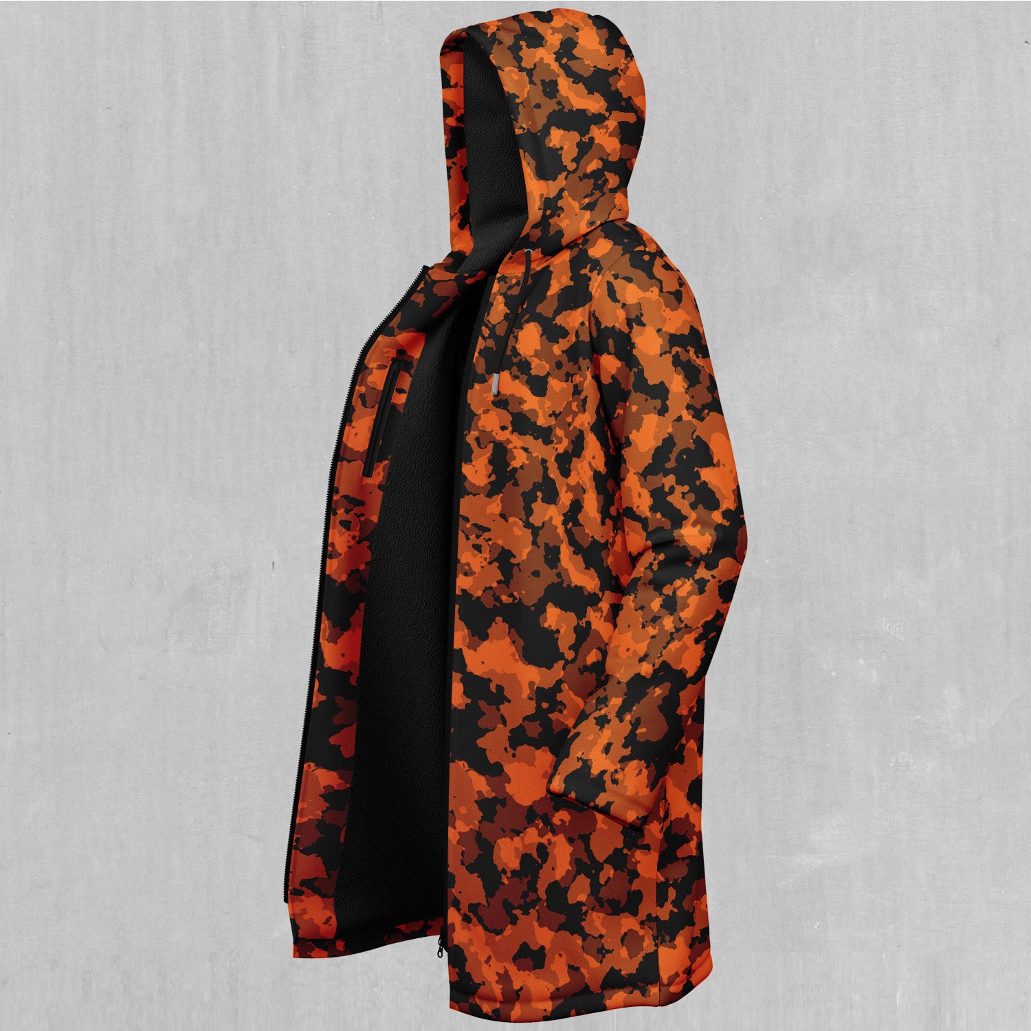Savage Orange Camo Zip Up Cloak (Black Fur)