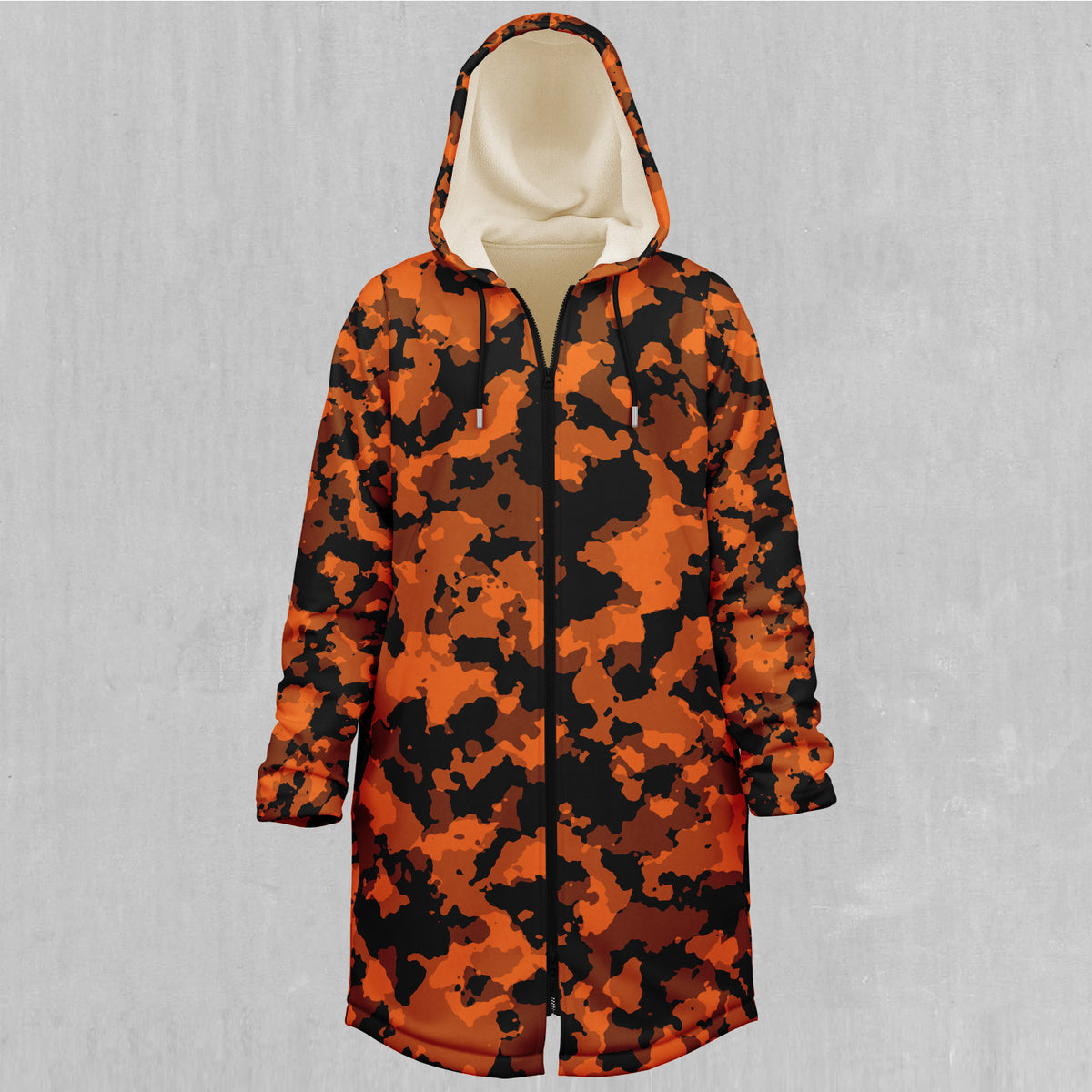 Savage Orange Camo Zip Up Cloak (White Fur)