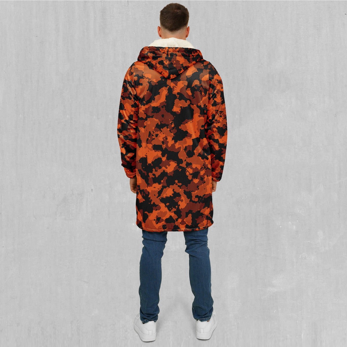Savage Orange Camo Zip Up Cloak (White Fur)