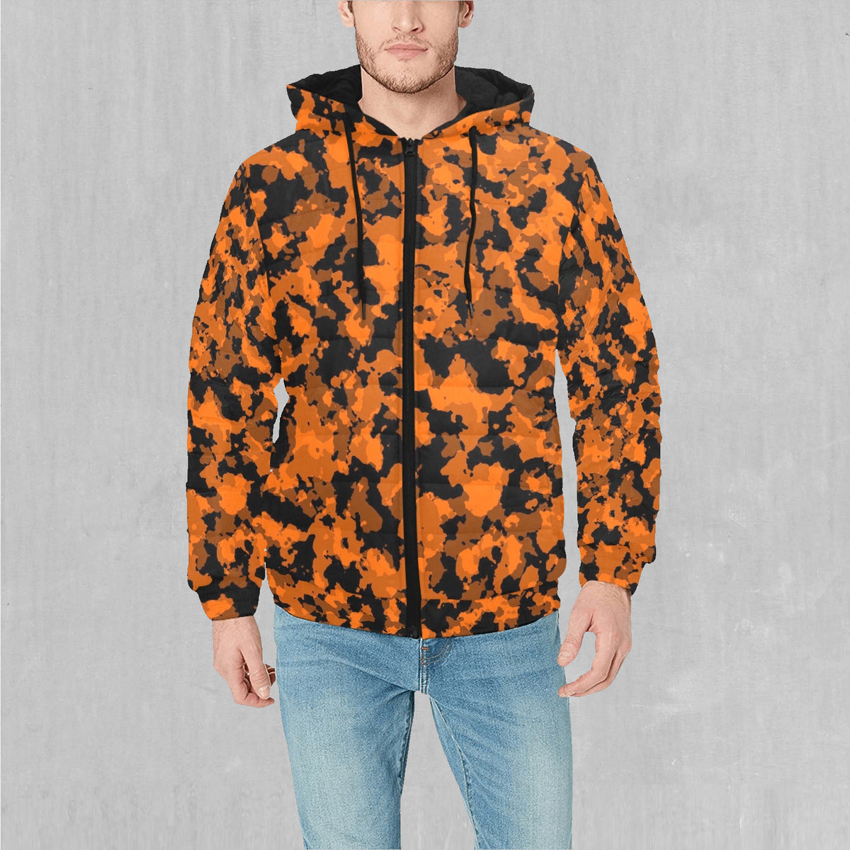 Savage Orange Camo Puffer Jacket