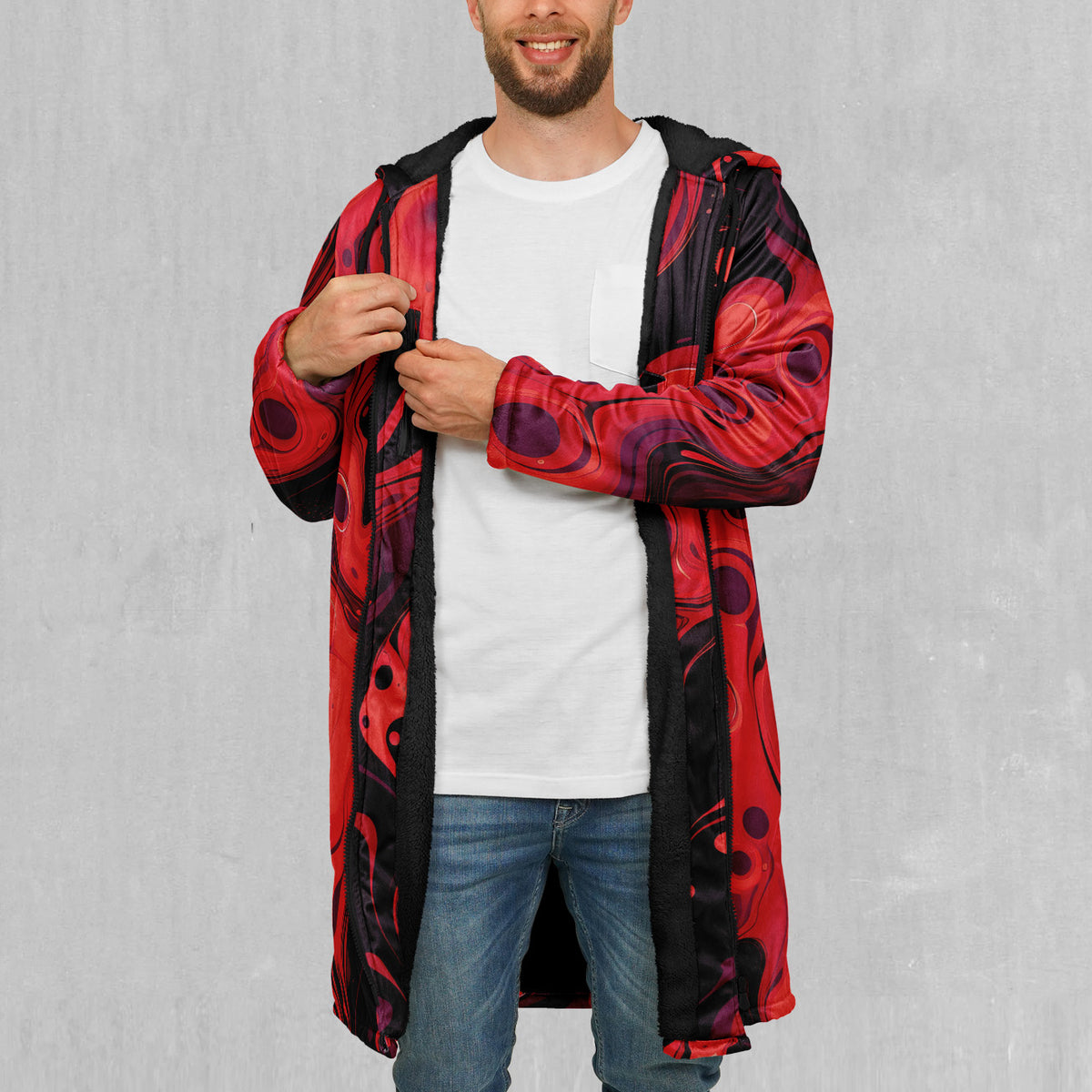 Scarlet Fusion Zip Up Cloak (Black Fur)