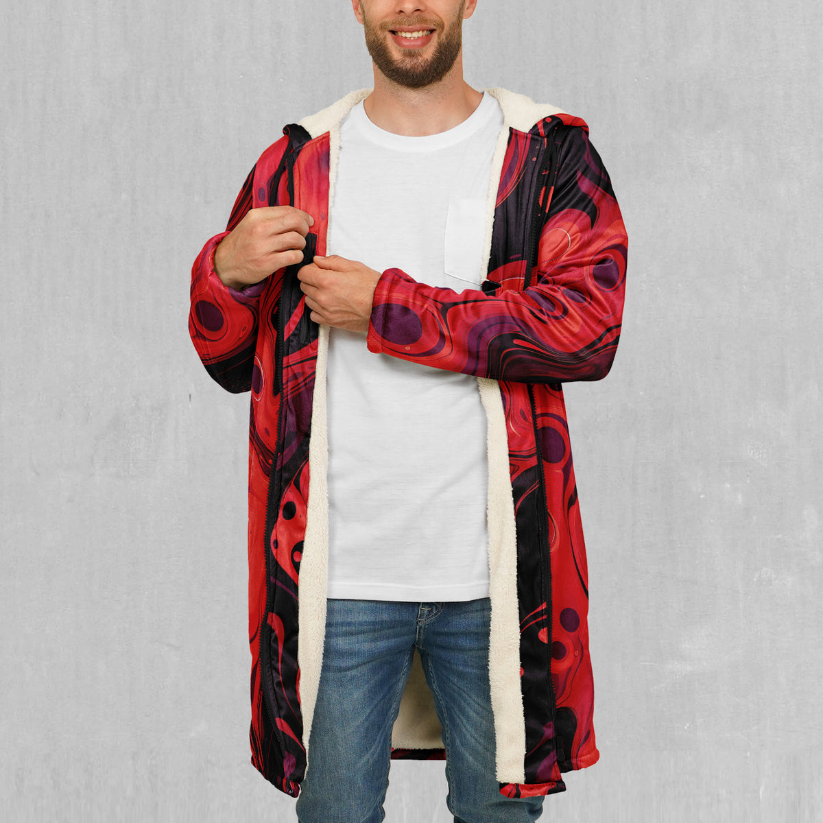Scarlet Fusion Zip Up Cloak (White Fur)