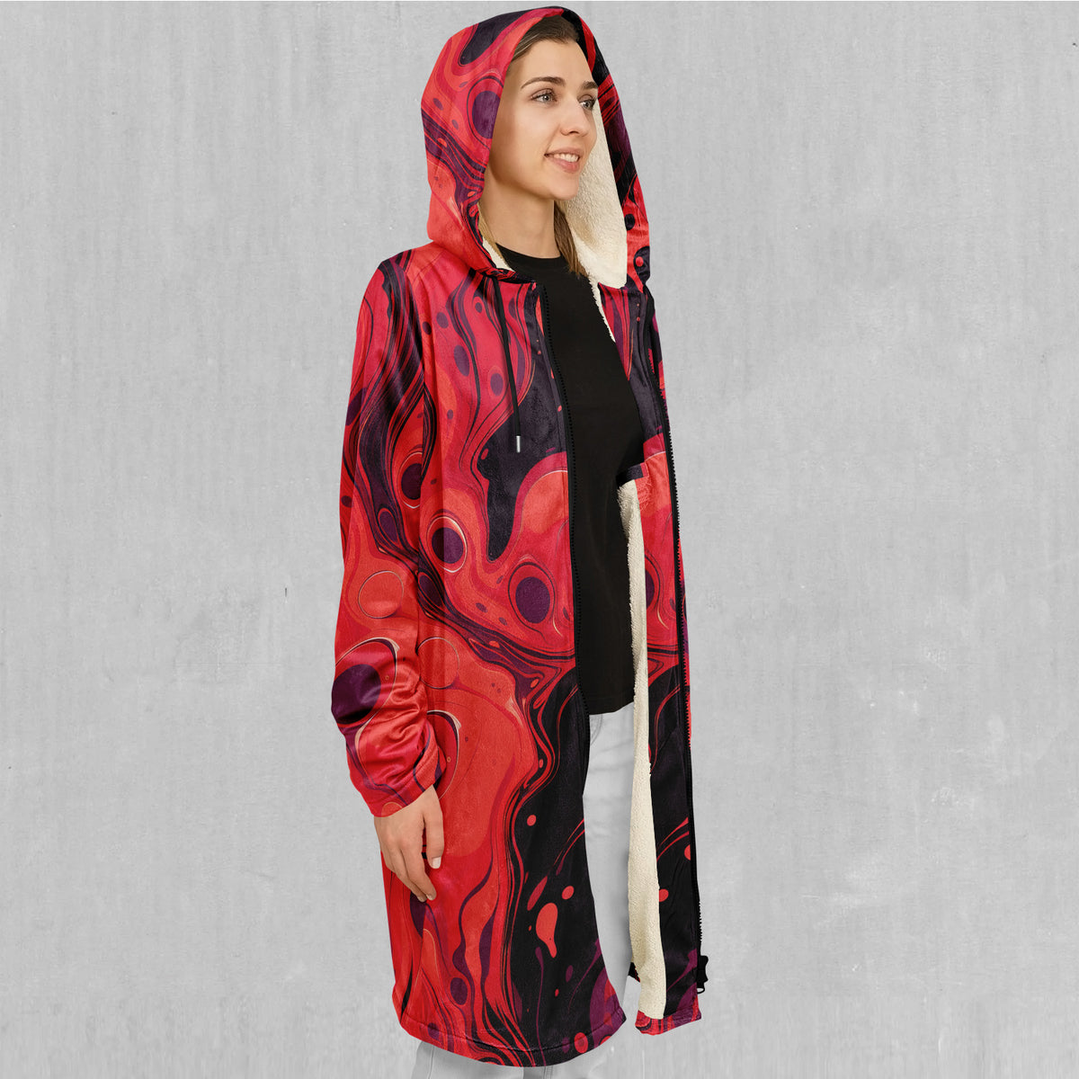 Scarlet Fusion Zip Up Cloak (White Fur)