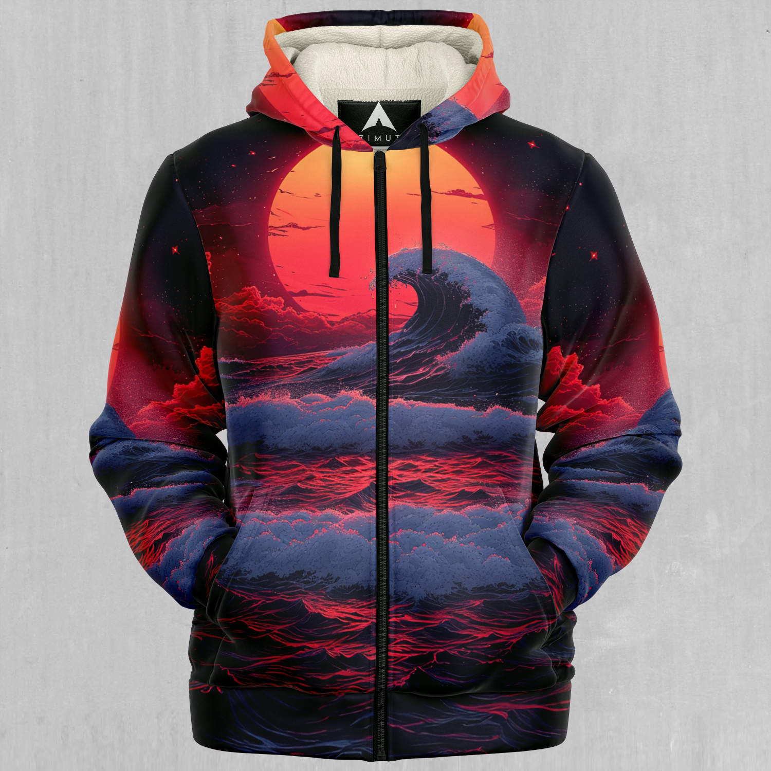 The Synthwave off Kanagawa Sherpa Hoodie