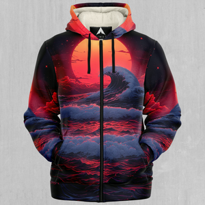 The Synthwave off Kanagawa Sherpa Hoodie