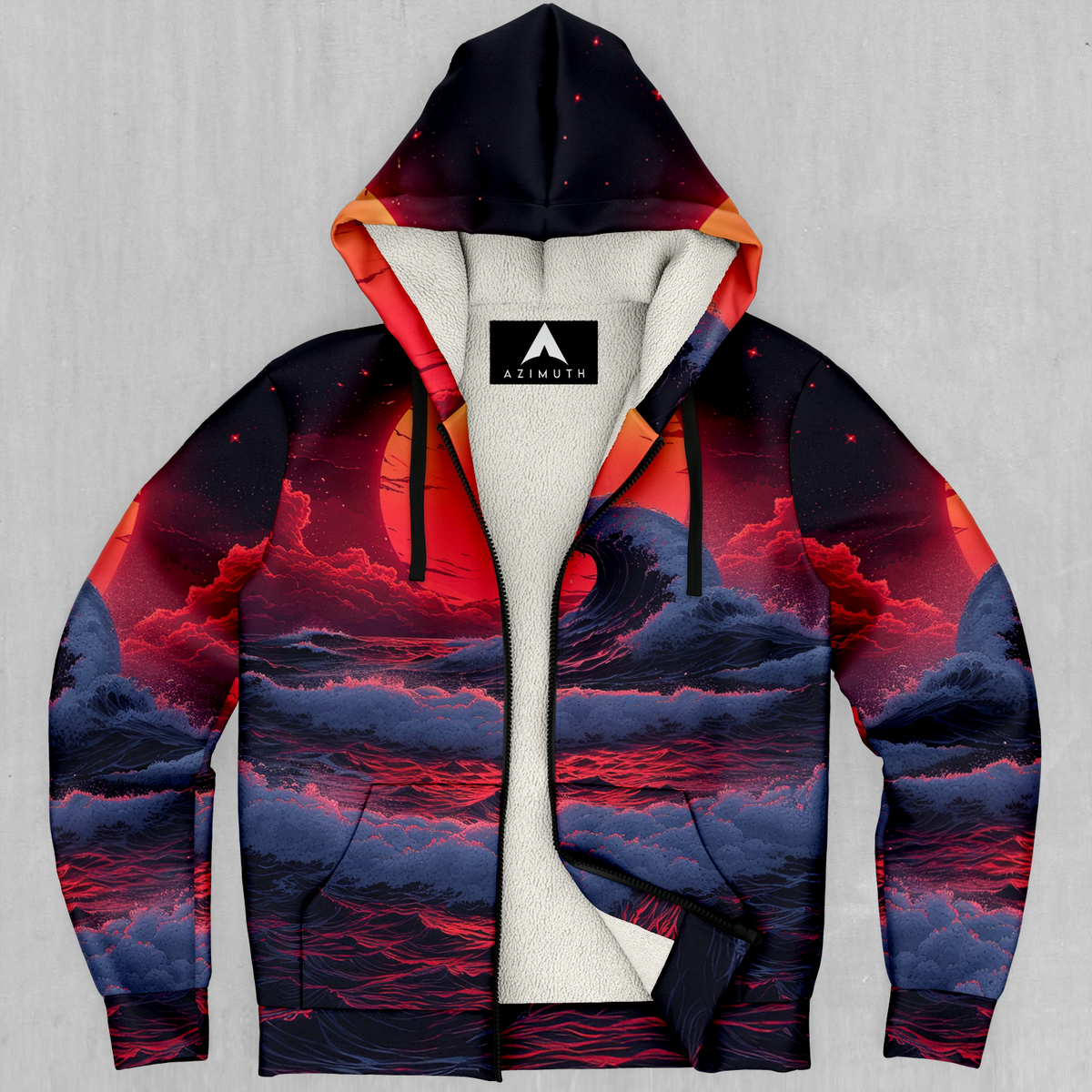 The Synthwave off Kanagawa Sherpa Hoodie