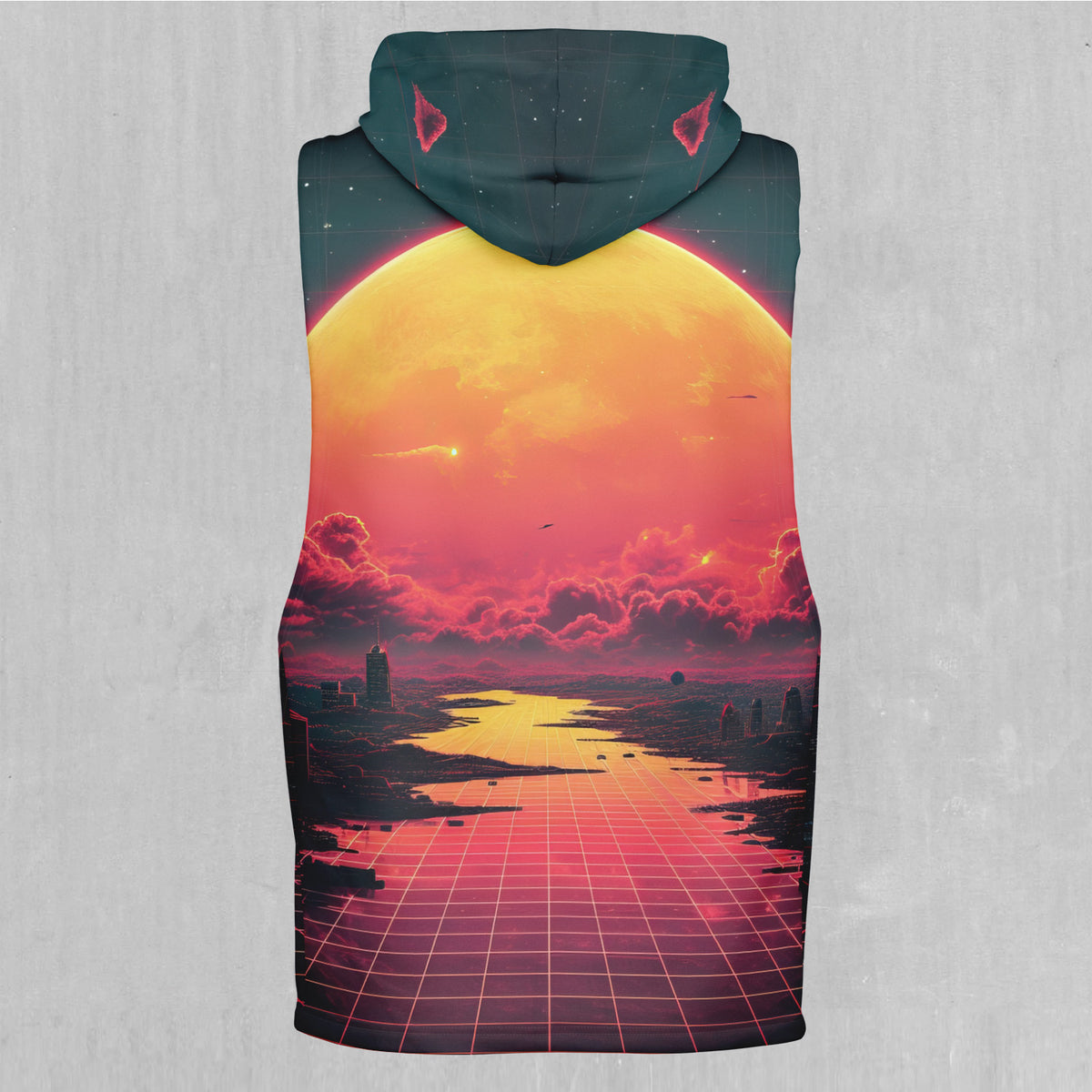 Cyber Skyline Sleeveless Hoodie