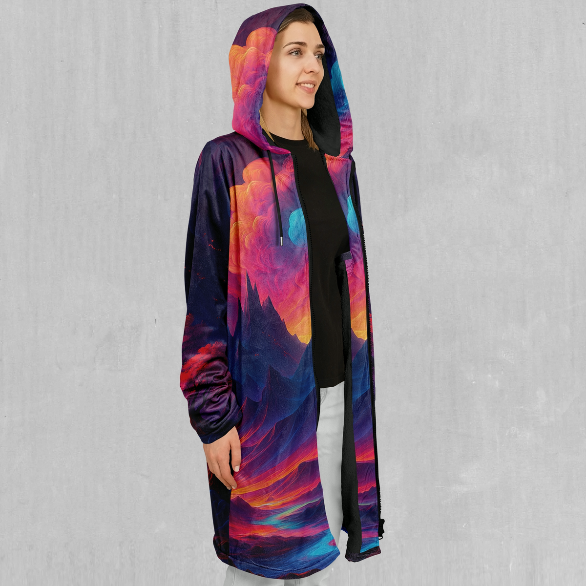 Spectral Heights Zip Up Cloak (Black Fur)