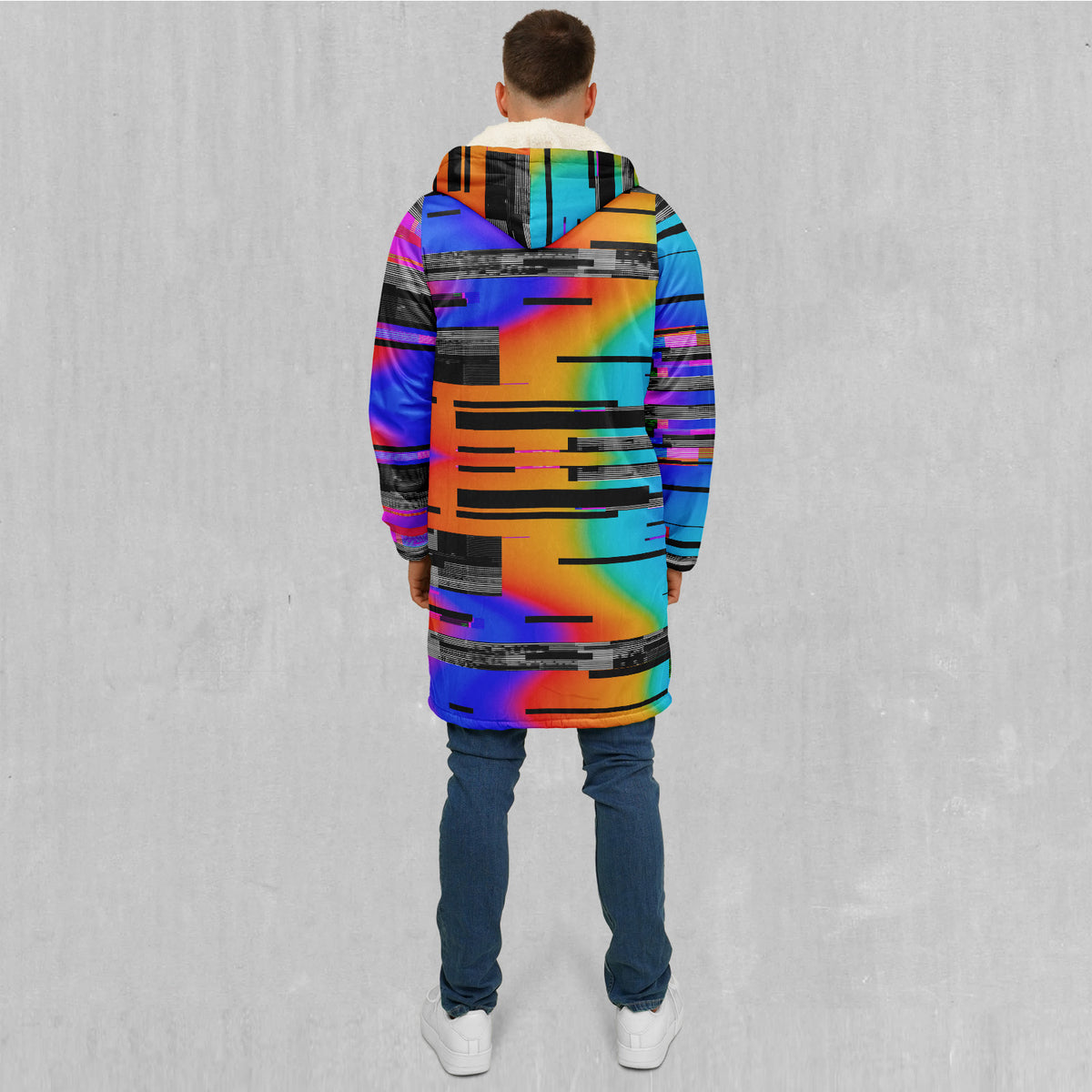 Spectrum Noise Zip Up Cloak (White Fur)