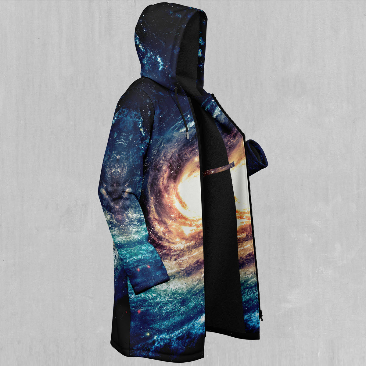 Spiral Galaxy Zip Up Cloak (Black Fur)