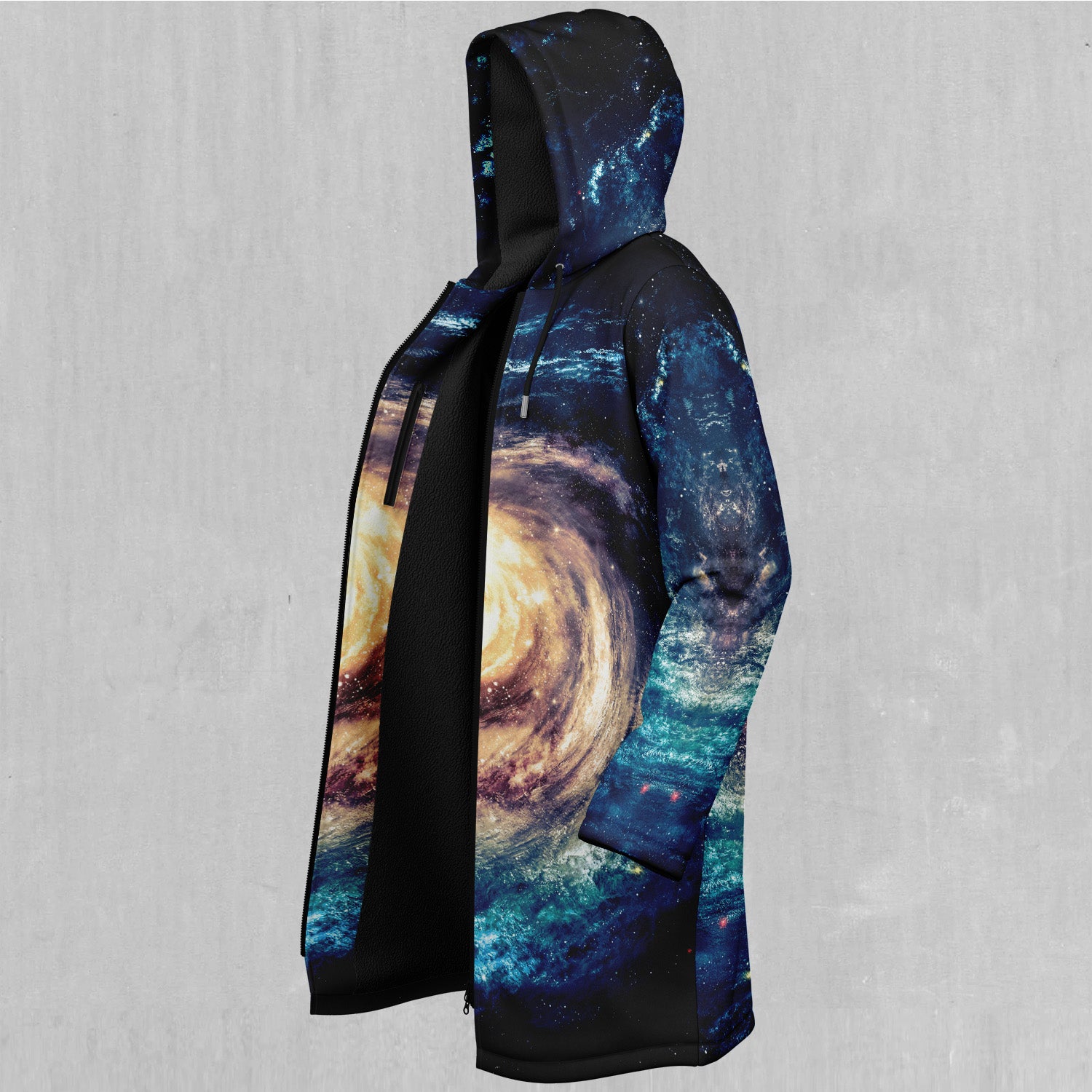 Spiral Galaxy Zip Up Cloak (Black Fur)