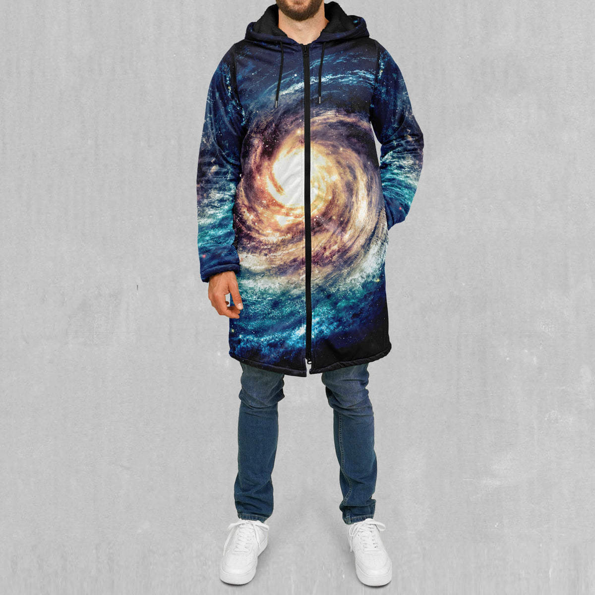 Spiral Galaxy Zip Up Cloak (Black Fur)
