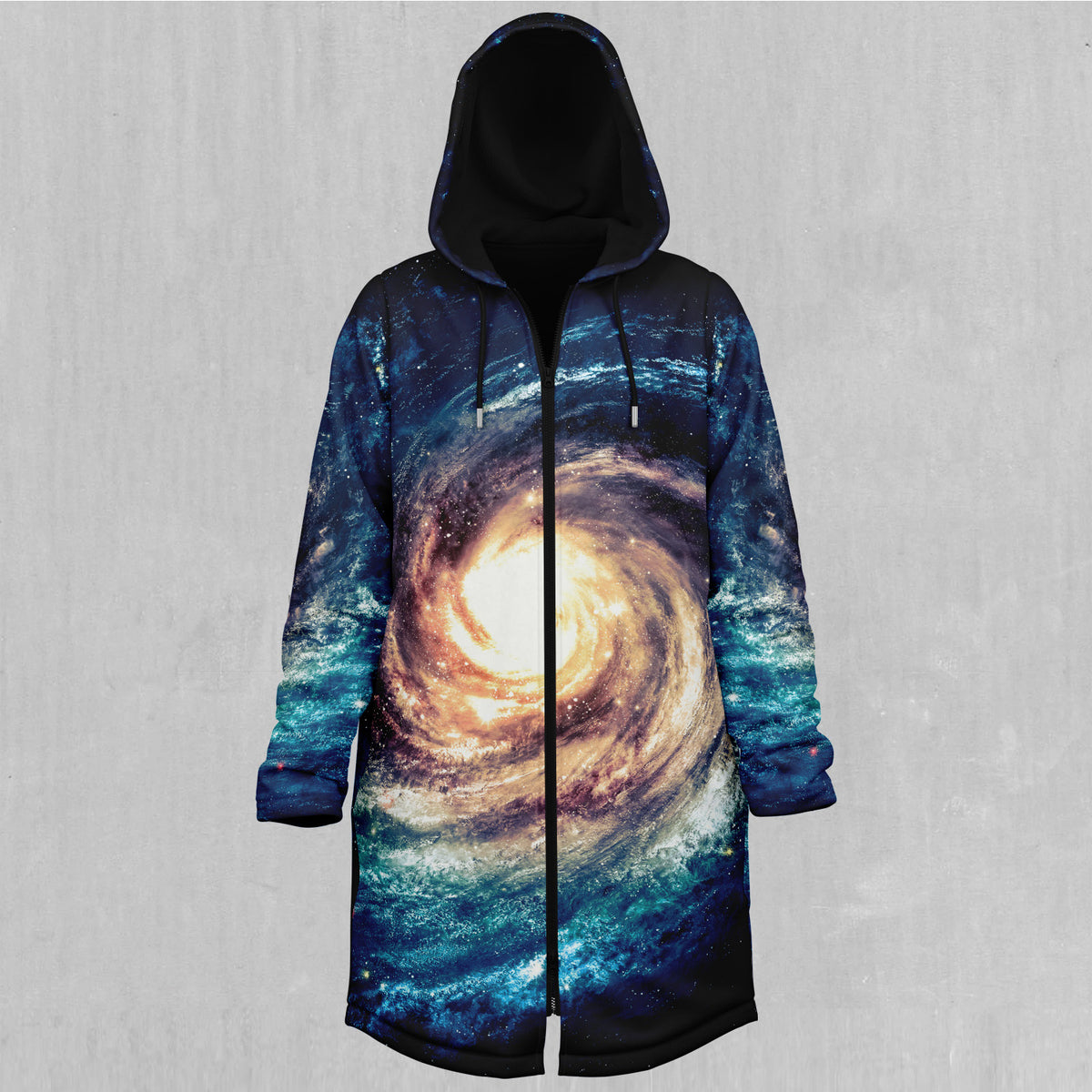 Spiral Galaxy Zip Up Cloak (Black Fur)