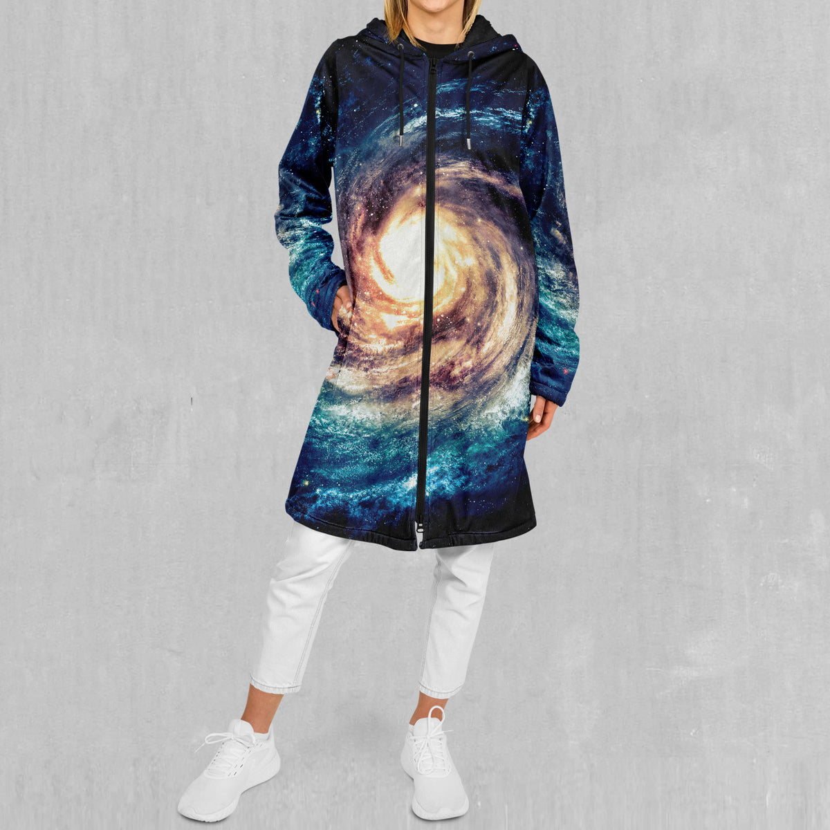 Spiral Galaxy Zip Up Cloak (Black Fur)