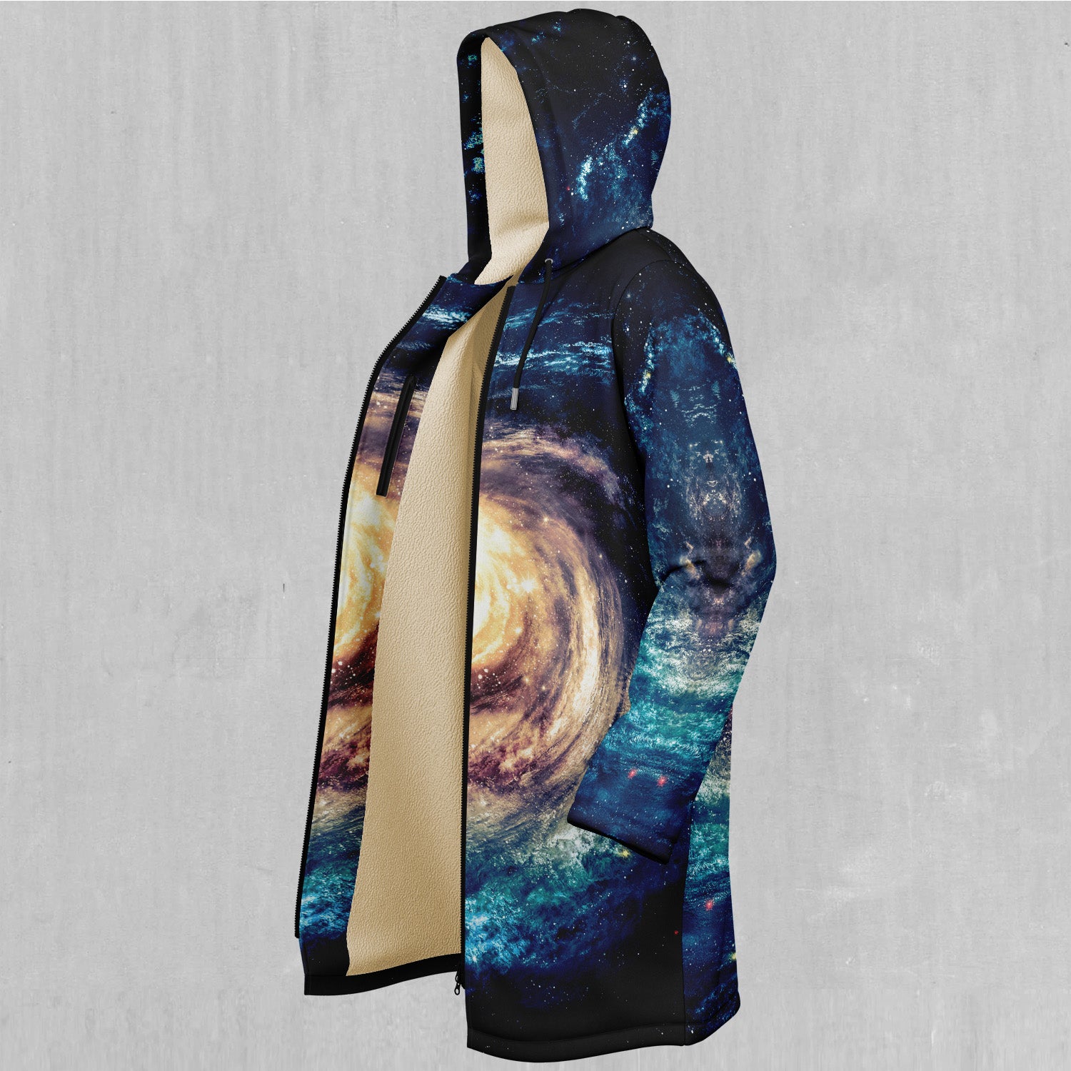 Spiral Galaxy Zip Up Cloak (White Fur)