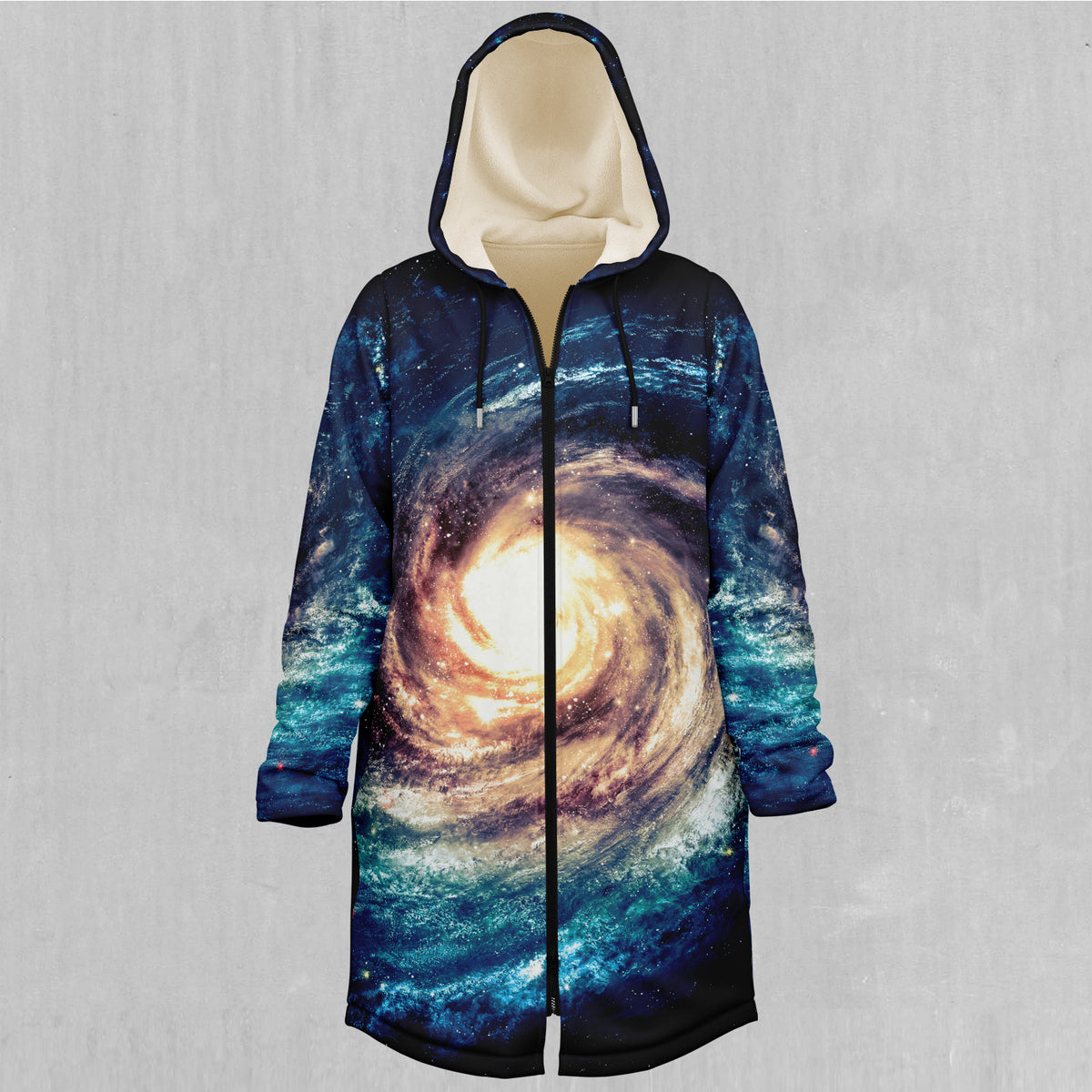 Spiral Galaxy Zip Up Cloak (White Fur)