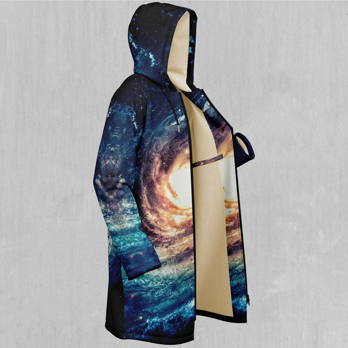 Spiral Galaxy Zip Up Cloak (White Fur)