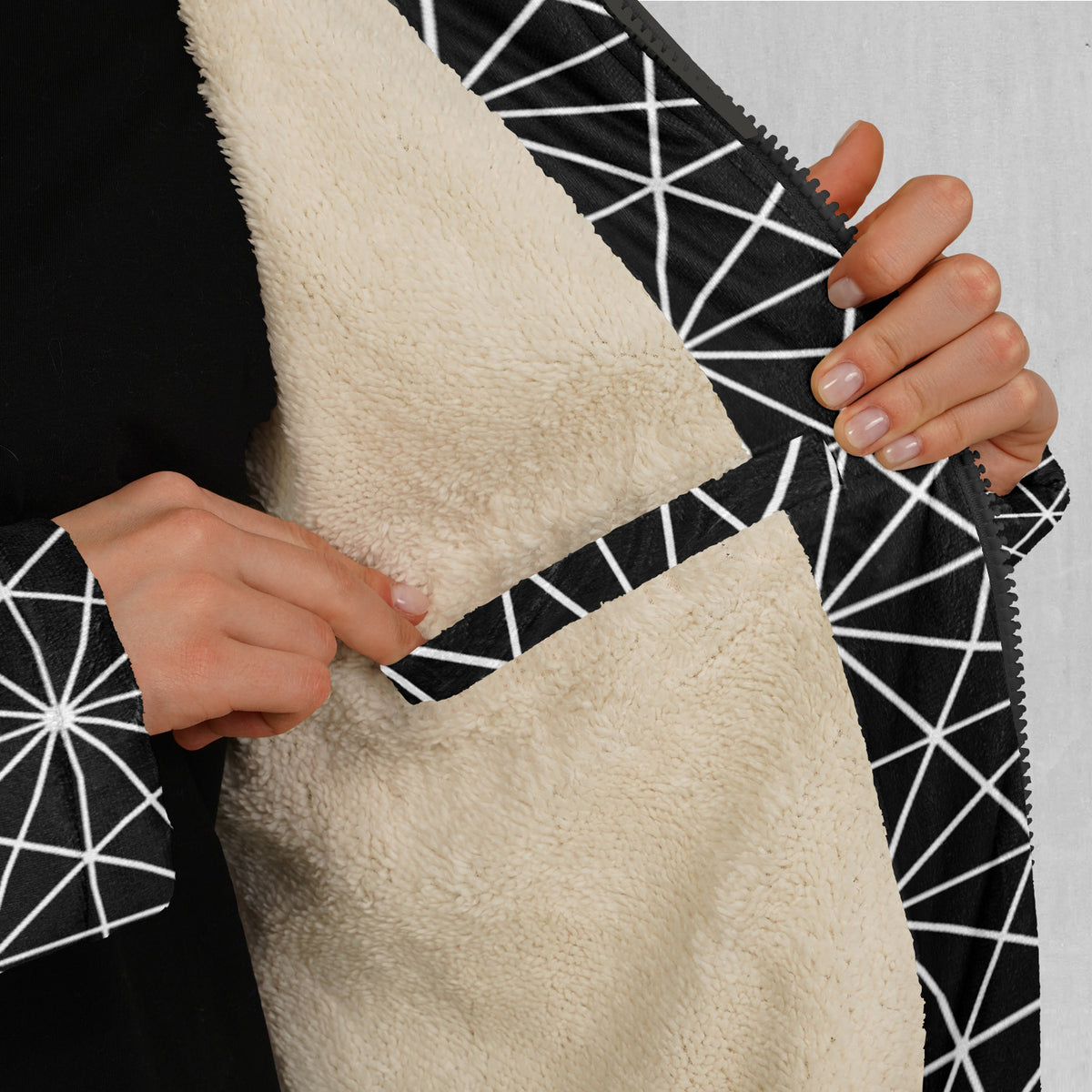 Star Net Zip Up Cloak (White Fur)