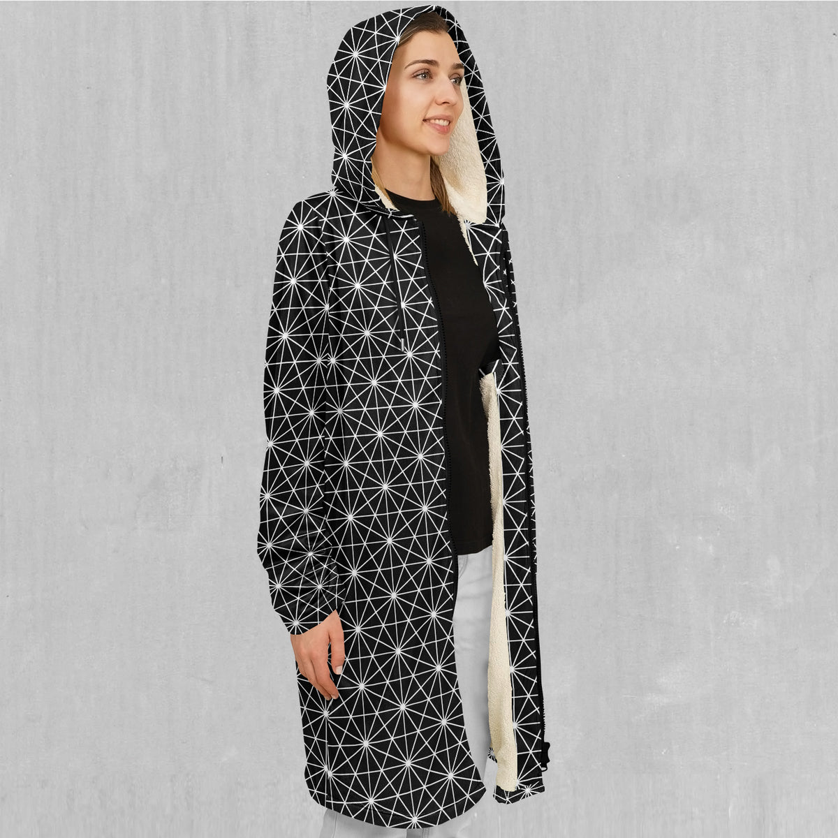 Star Net Zip Up Cloak (White Fur)