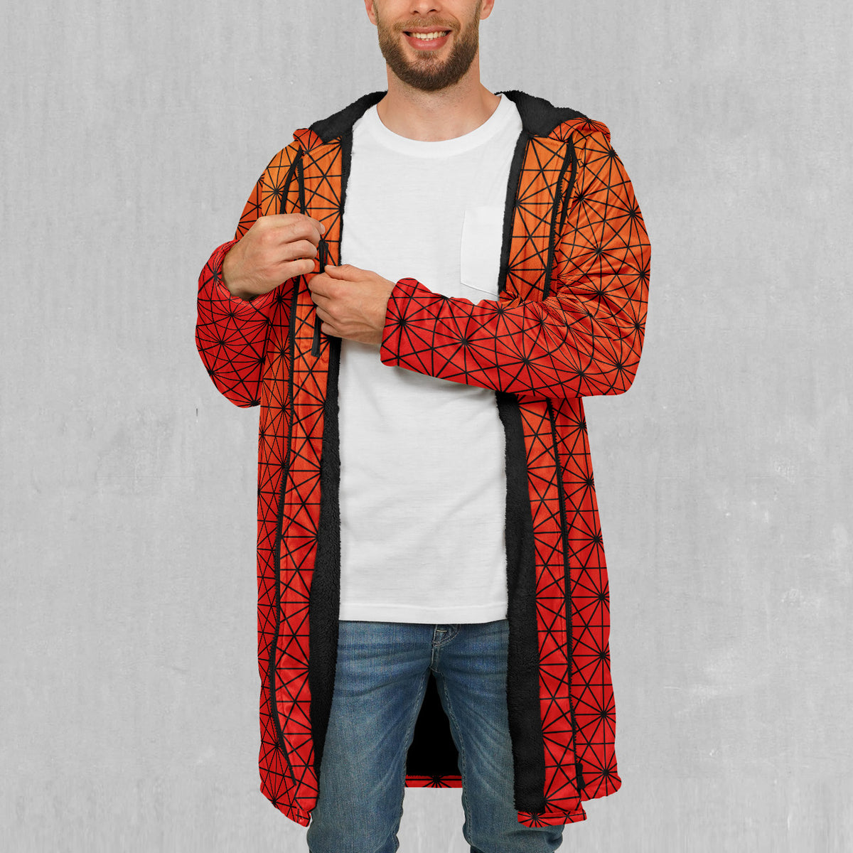 Star Net (Pyro) Zip Up Cloak (Black Fur)