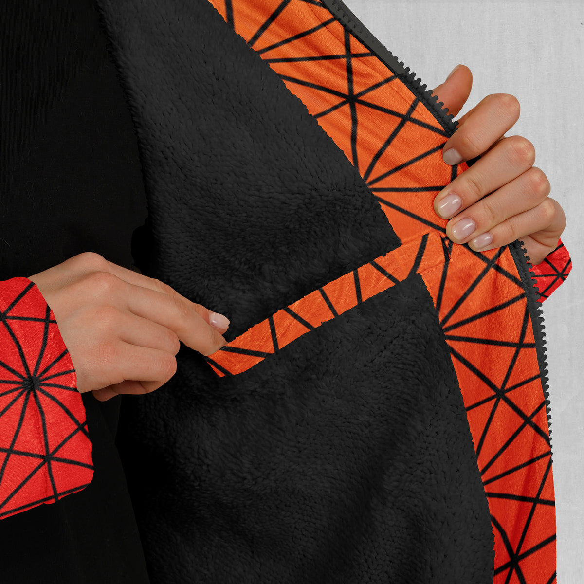 Star Net (Pyro) Zip Up Cloak (Black Fur)