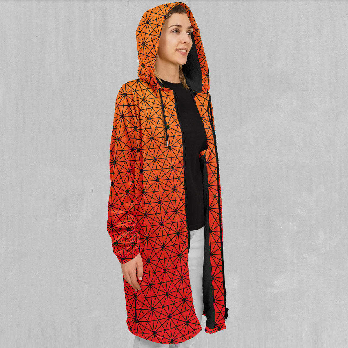 Star Net (Pyro) Zip Up Cloak (Black Fur)