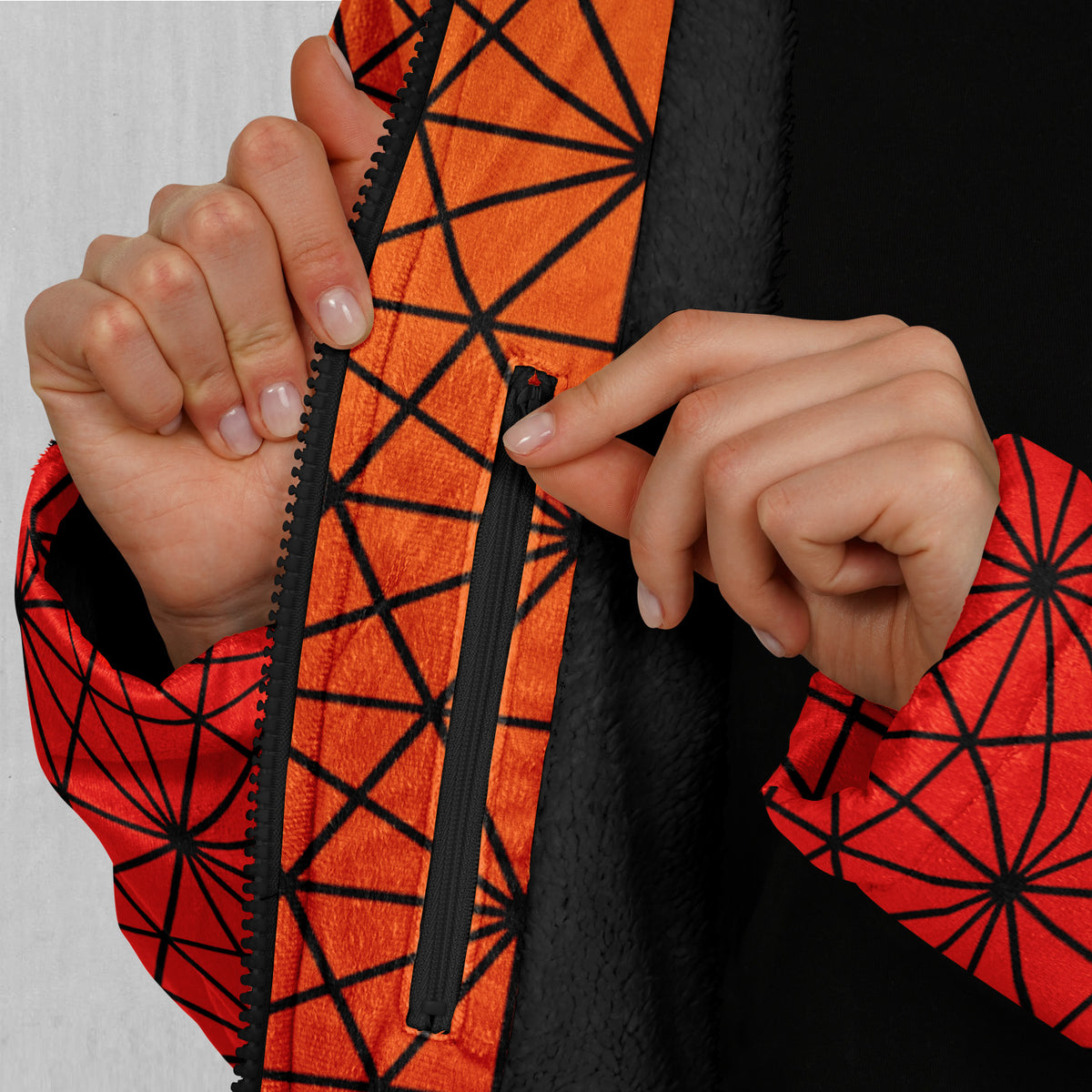 Star Net (Pyro) Zip Up Cloak (Black Fur)