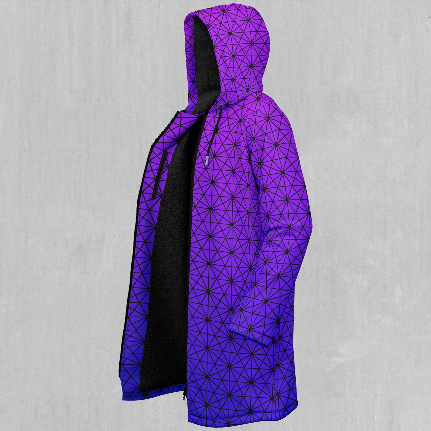 Star Net (Ultraviolet) Zip Up Cloak (Black Fur)