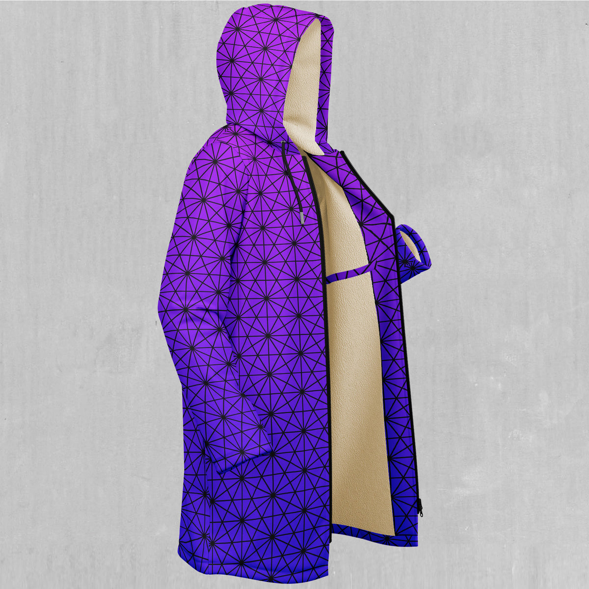 Star Net (Ultraviolet) Zip Up Cloak (White Fur)