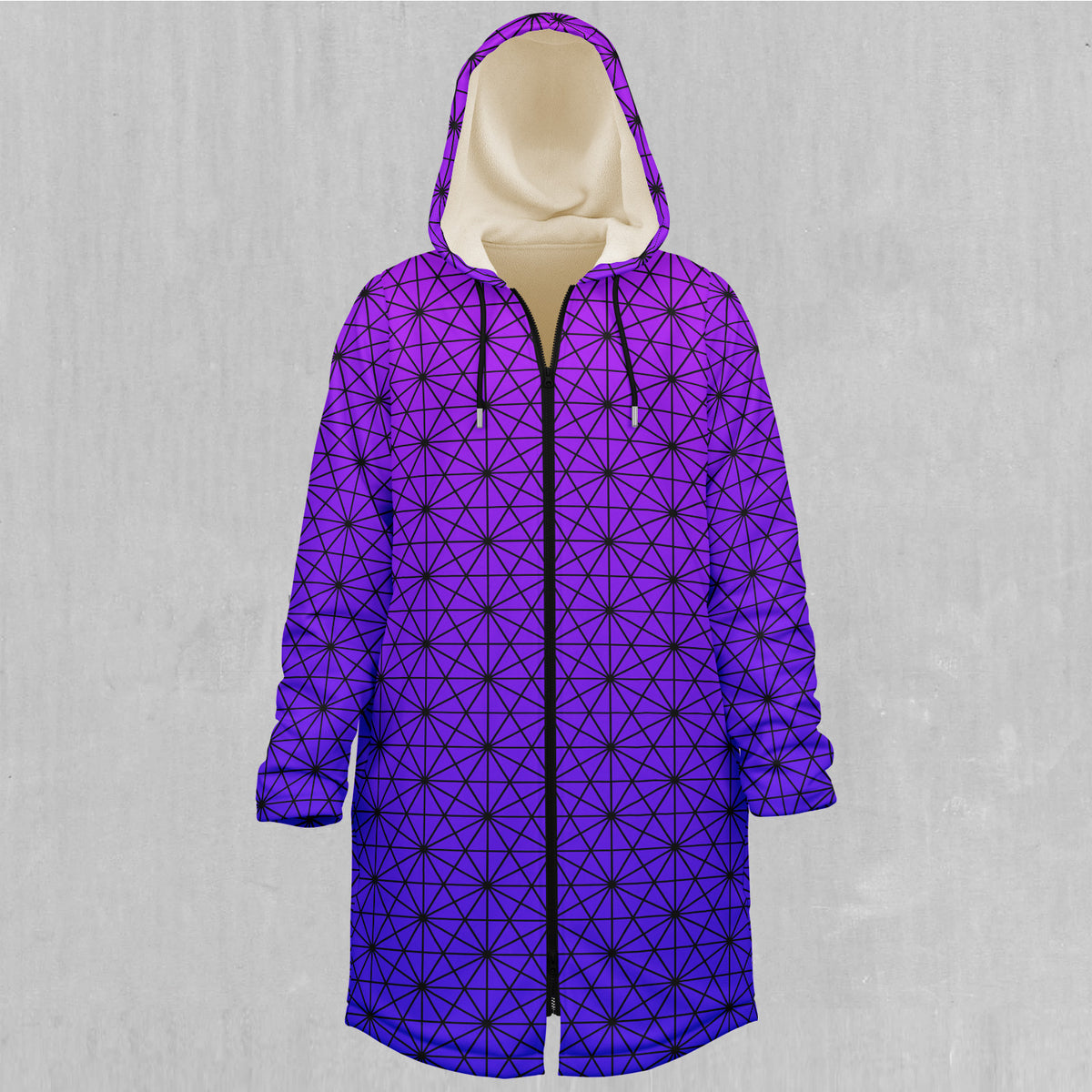 Star Net (Ultraviolet) Zip Up Cloak (White Fur)