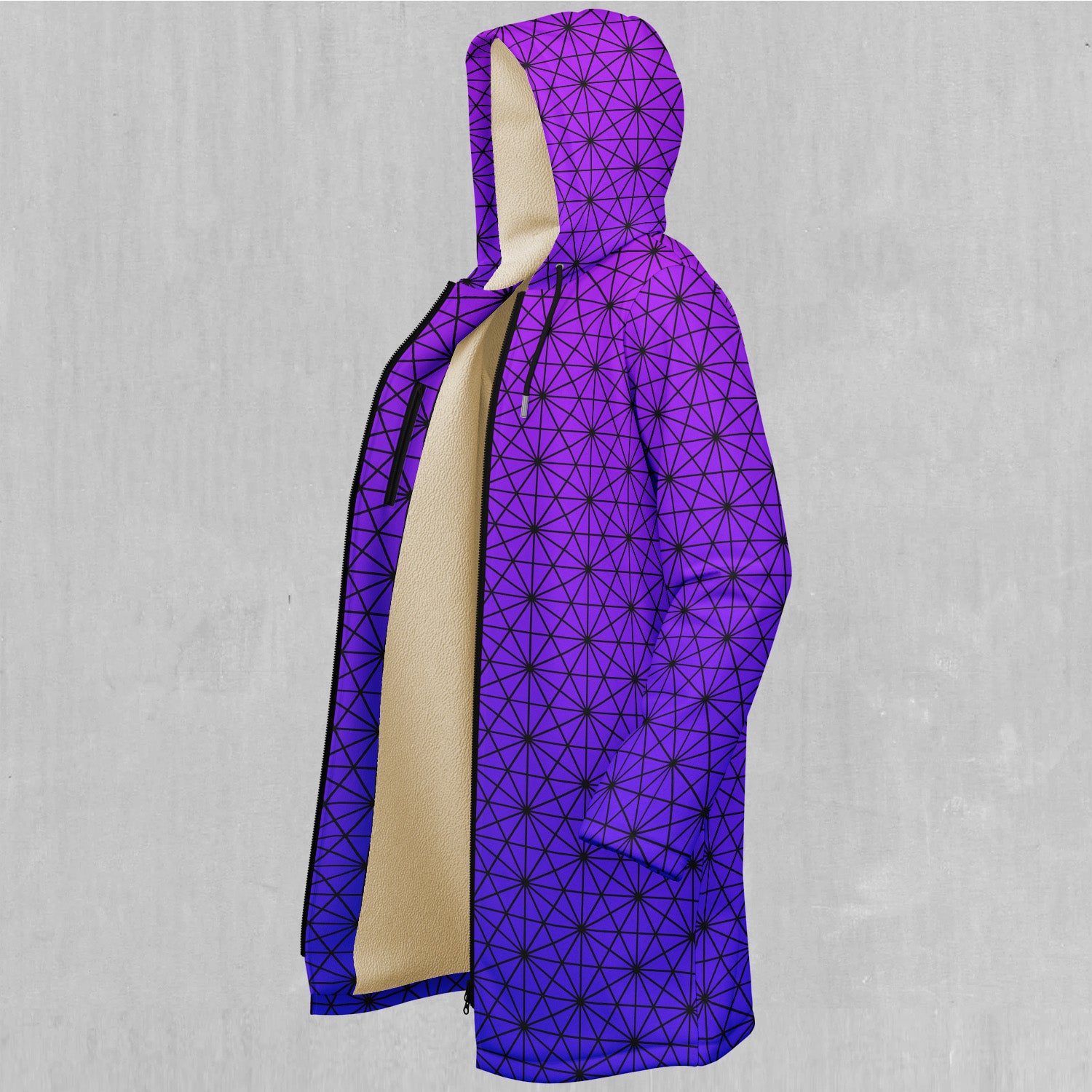 Star Net (Ultraviolet) Zip Up Cloak (White Fur)